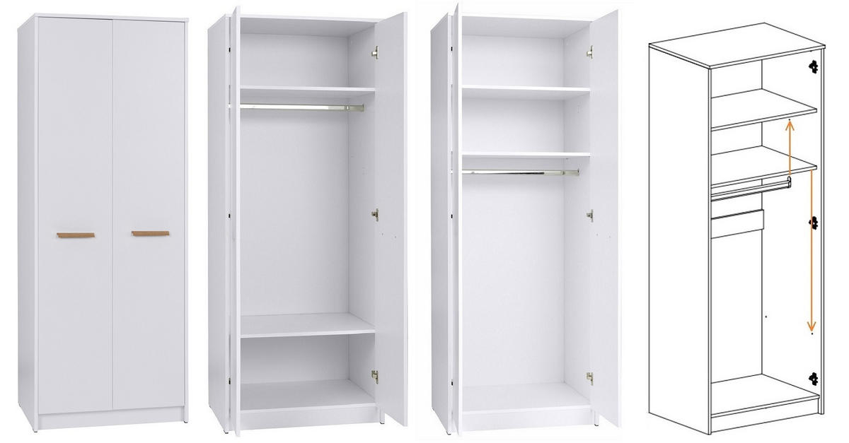 GARDEROBENSCHRANK KLEIDERSCHRANK GRANT G13 WEIß 75/195/54 - Weiß, Holzwerkstoff (75/195/54cm) - Marmex Möbel