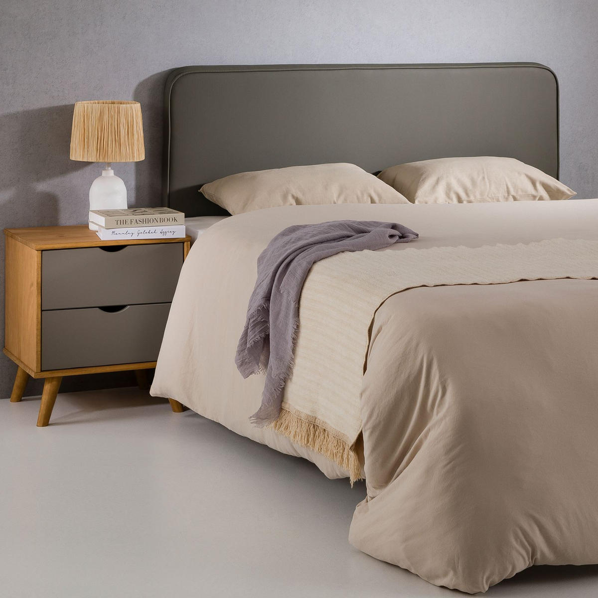 KOPFTEIL NAOFE 120x190 cm grau - Grau, Textil (120/68/6cm) - IDIMEX