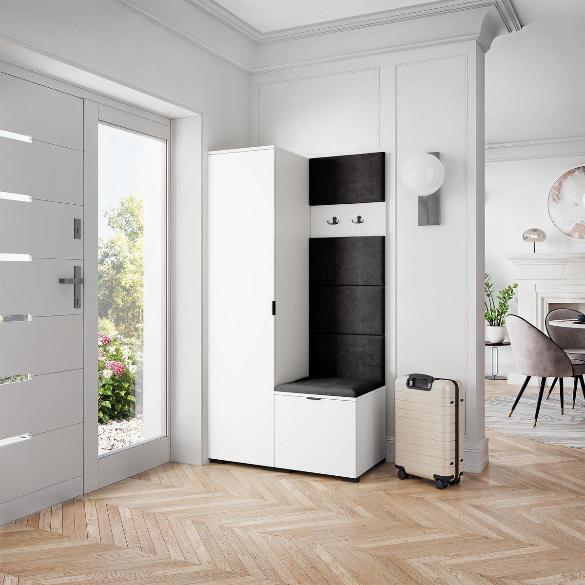 GARDEROBENSCHRANK LORI 95/181/51 cm Modern Weiß - Weiß, Holzwerkstoff (95/181/51cm) - MASSENO