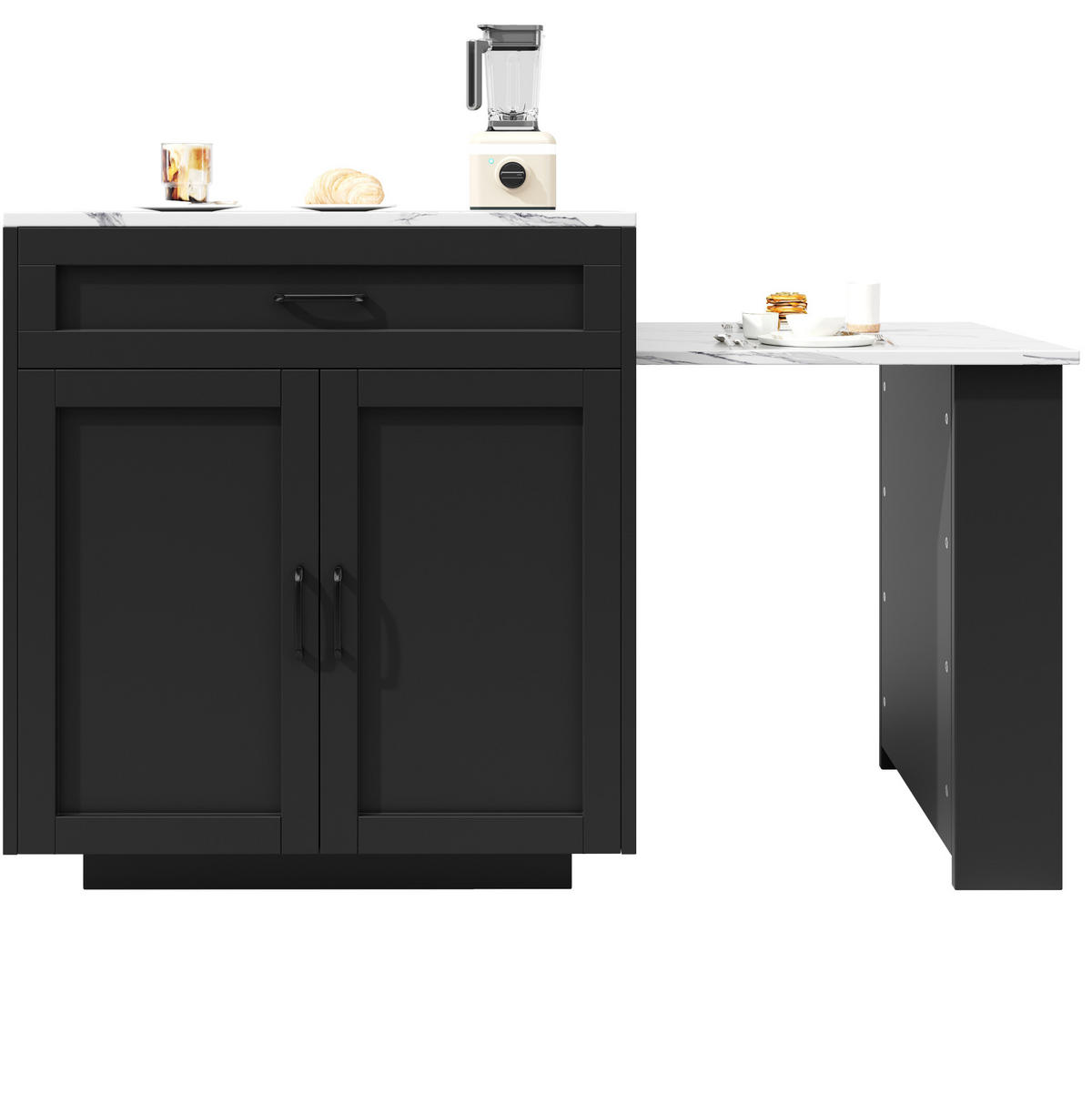 STEHTISCH ausziehbar mit Stauraum 98-204 x 70 x 93,5 cm Schwarz - Schwarz, Holz (70/93.5/204cm) - Beauniv