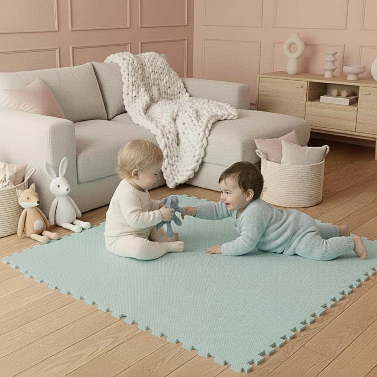 SPIELMATTE ab Null - 90 cm Baby Puzzlematte Mint - Mintgrün, Kunststoff (30/30cm) - Littletom