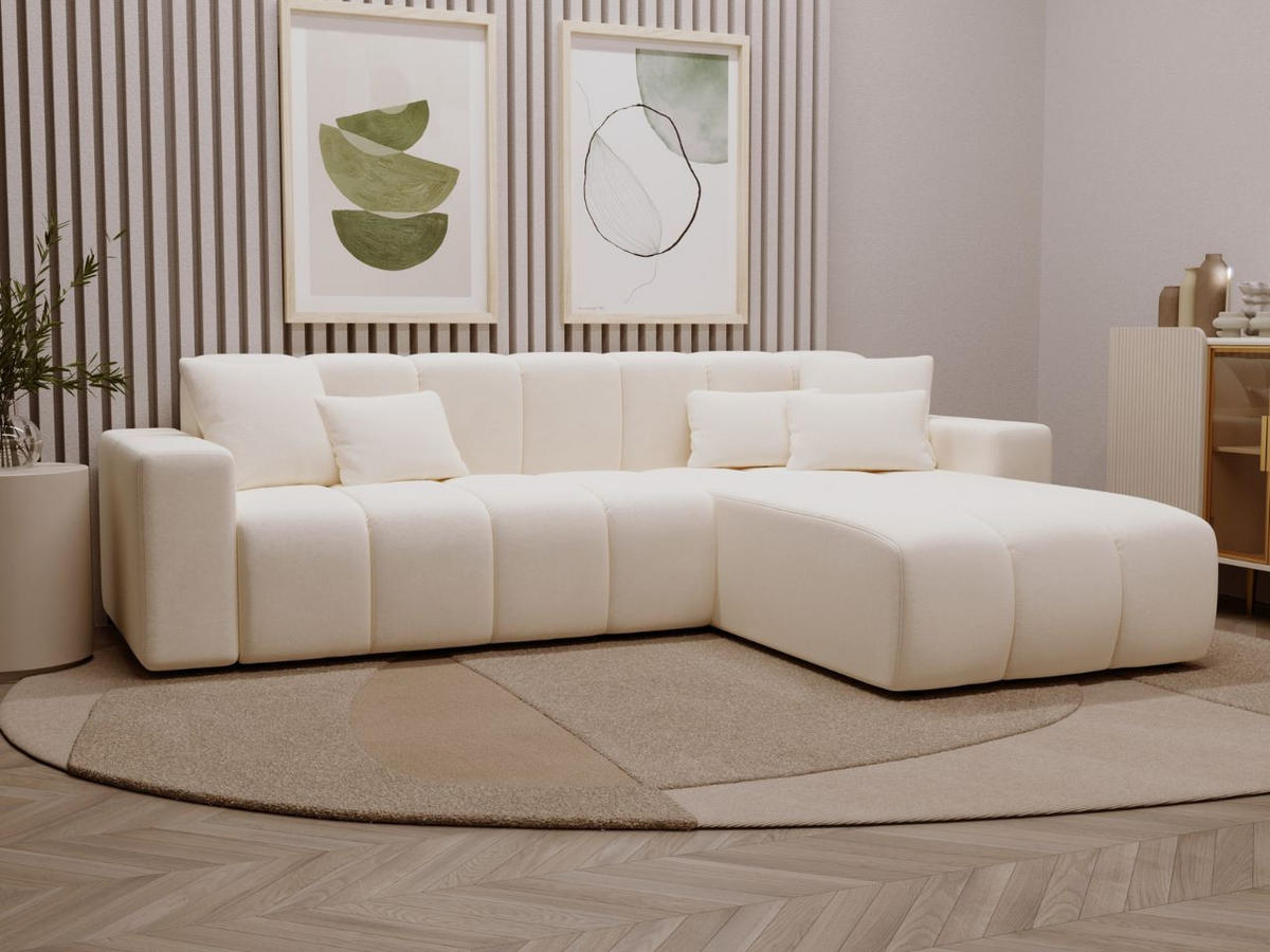ECKSOFA Nork Creme Rechts - Creme, Holz/Textil (265/180cm) - Graingold