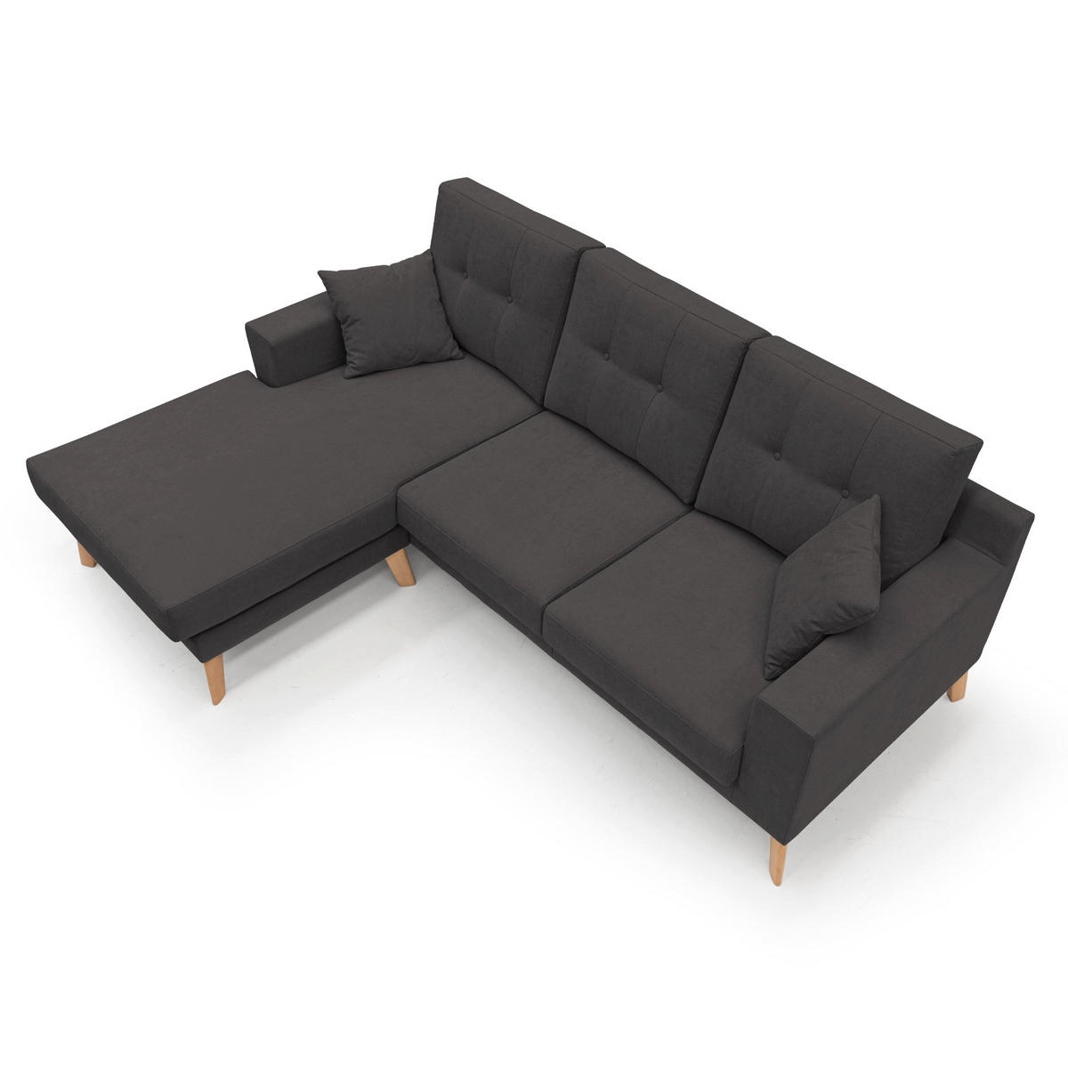 ECKSOFA Danish - Schwarz, Textil (237/91cm) - Divani.store