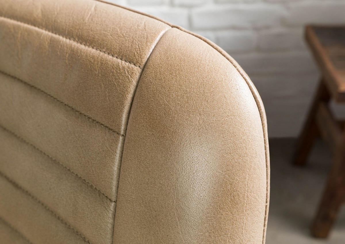 STUHL Echtleder 49 x 56 x 83 cm beige IRON LABEL #609 - Beige, Leder (49/83/56cm) - Massivmoebel24
