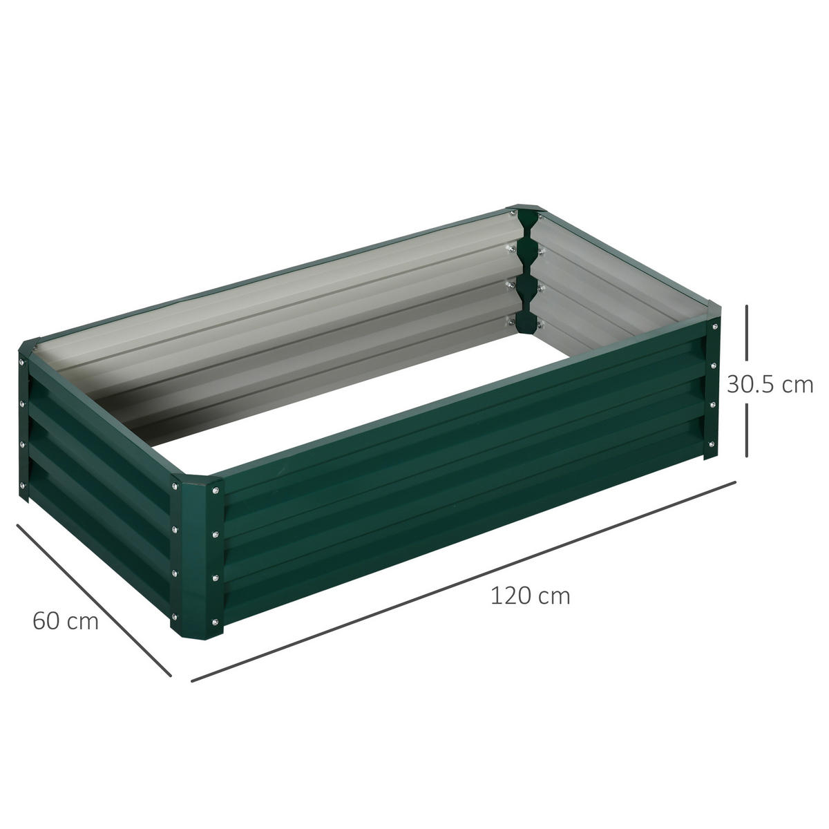 HOCHBEET 120x60x30 cm Stahl grün - Grün, Metall (120/30.5/60cm) - Fortuna Lai