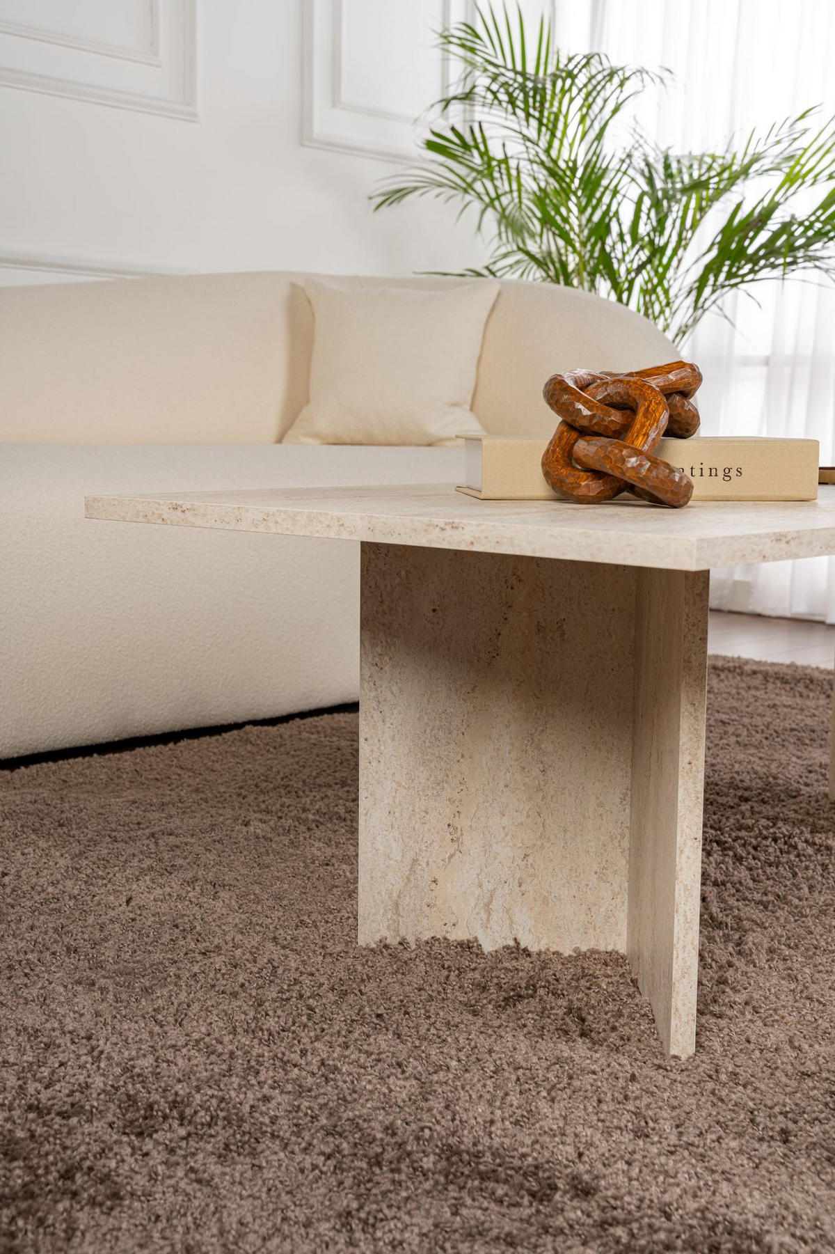 COUCHTISCH sabin Travertine - Beige, Holz (60/119/40cm) - Habitat Garten