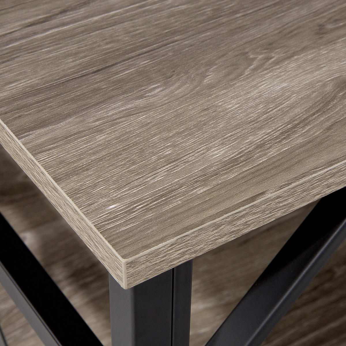 COUCHTISCH Holzoptik taupe rechteckig Bolton - Taupe/Schwarz, Holzwerkstoff (61/120/51cm) - Beliani
