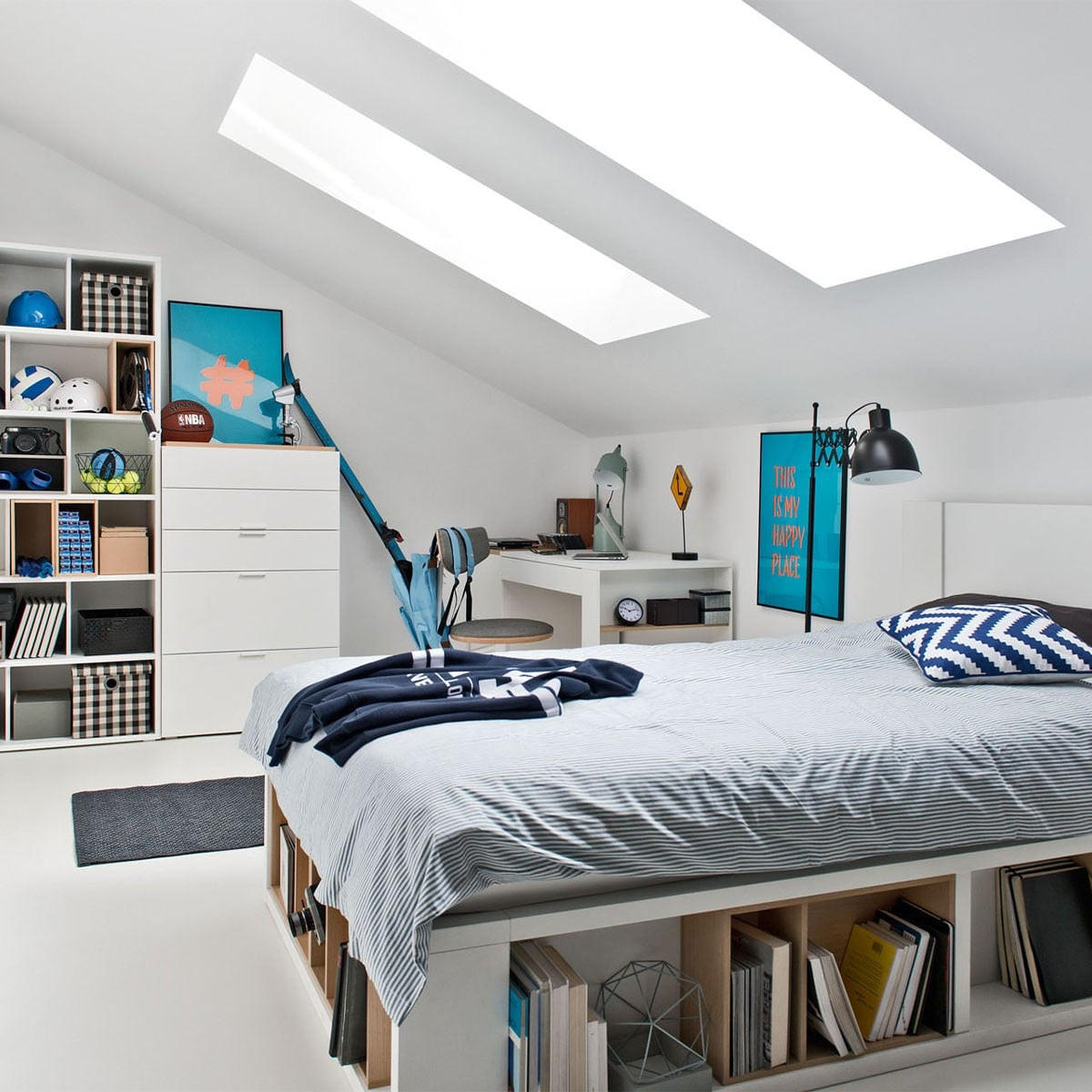 SCHREIBTISCH 140 cm mit Stauraum - 4you - Weiß, Holzwerkstoff (142/78.5/63.5cm) - Calicosy