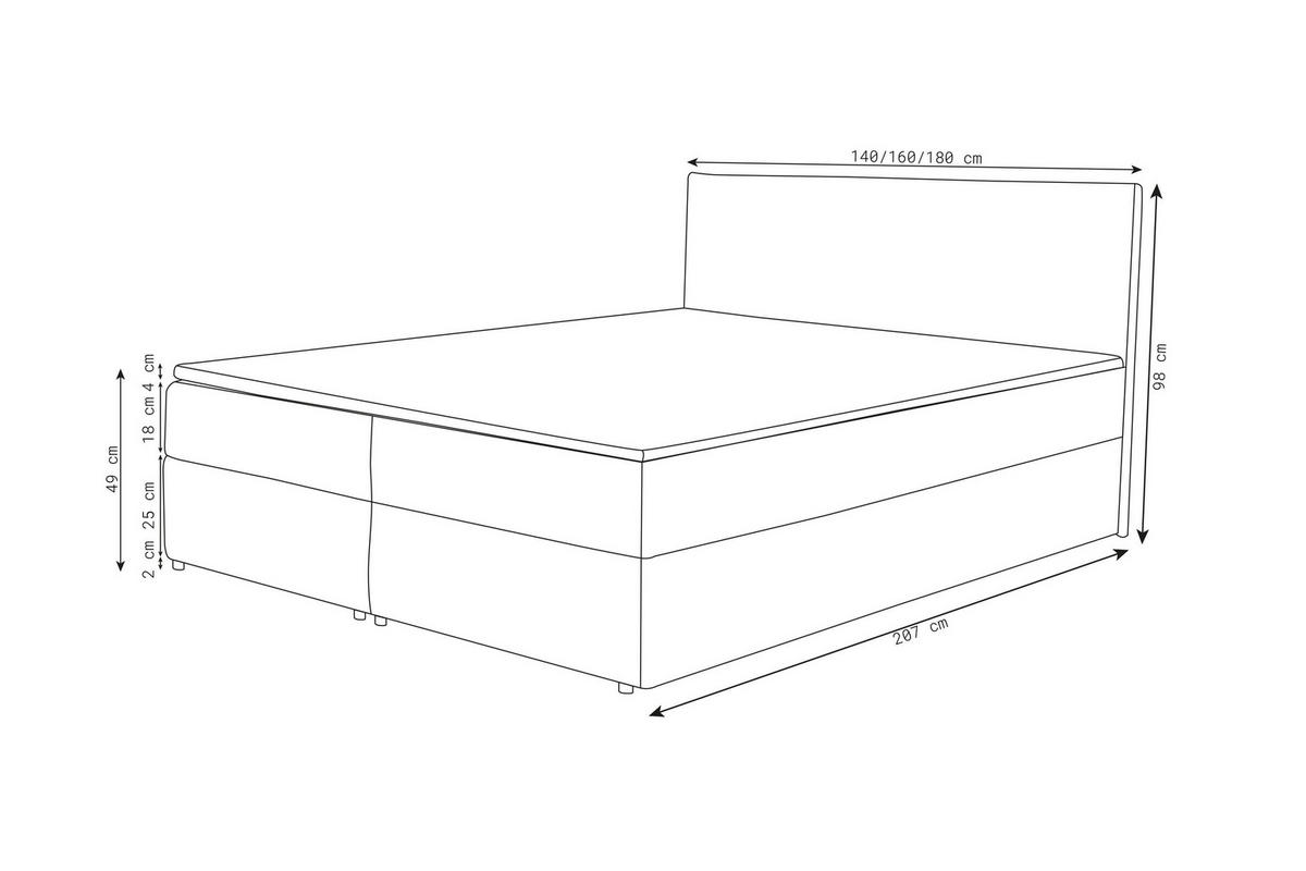 BOXBETT LISA mit Bettkästen H2/H3 Matratze 180 x 200 cm - Schwarz, Holzwerkstoff (180/200cm) - VENASI MÖBEL