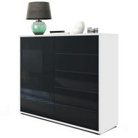 KOMMODE Ben Front in Schwarz Hochglanz - Schwarz Hochglanz, Holzwerkstoff (79/74/36cm) - Vladon