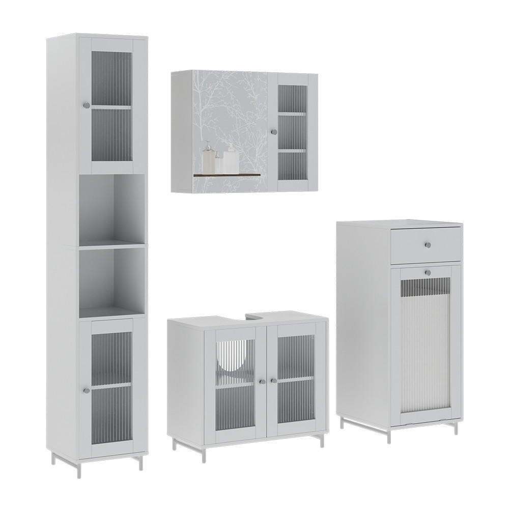 BADMÖBEL-SET Malte Weiß 4 Teile - Weiß, Holzwerkstoff (60/58/30cm) - Vicco