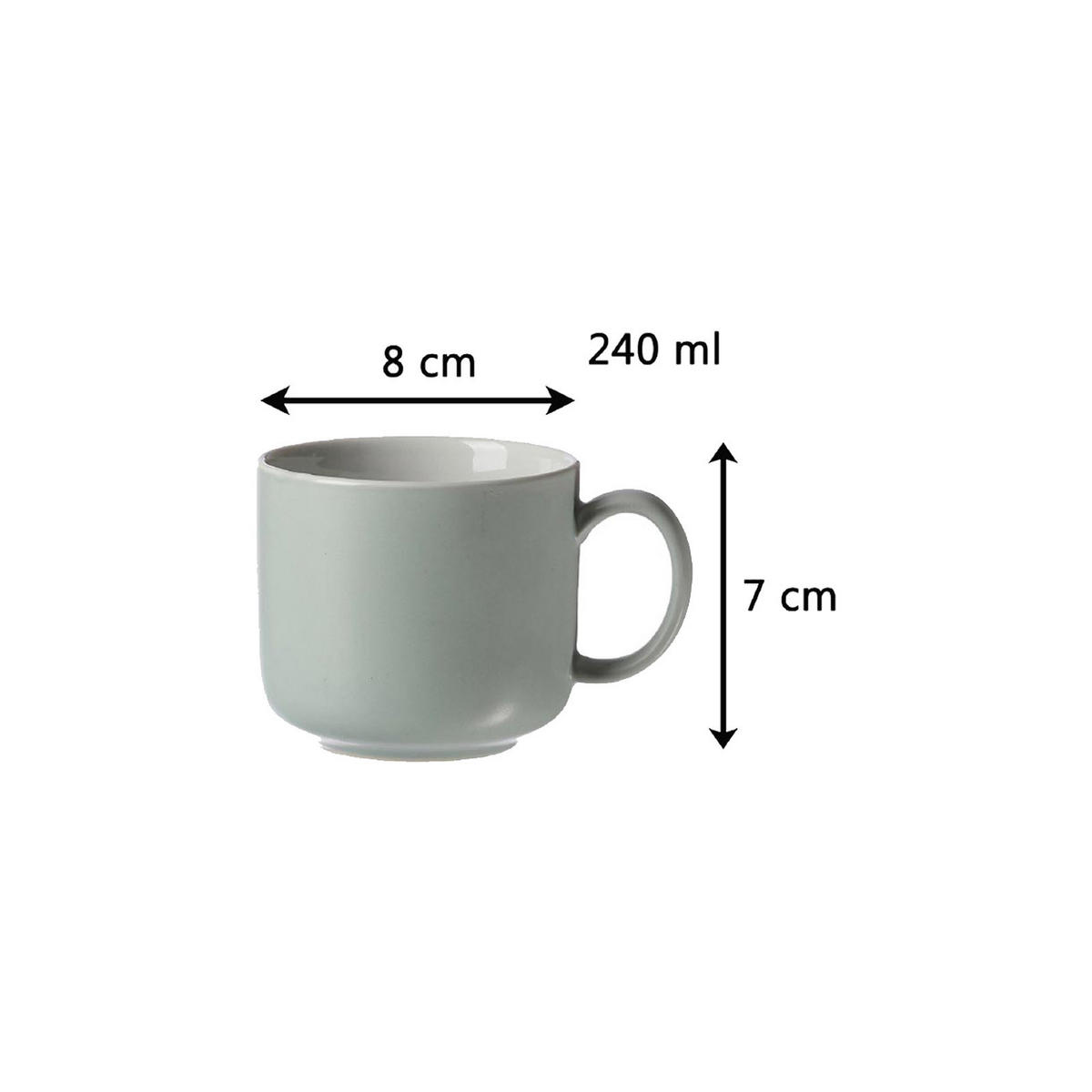 KAFFEETASSEN MIT UNTERTASSEN Jasper Mint 240 ml 4er Set - Mintgrün, Keramik (15/9/15cm) - Ritzenhoff Breker