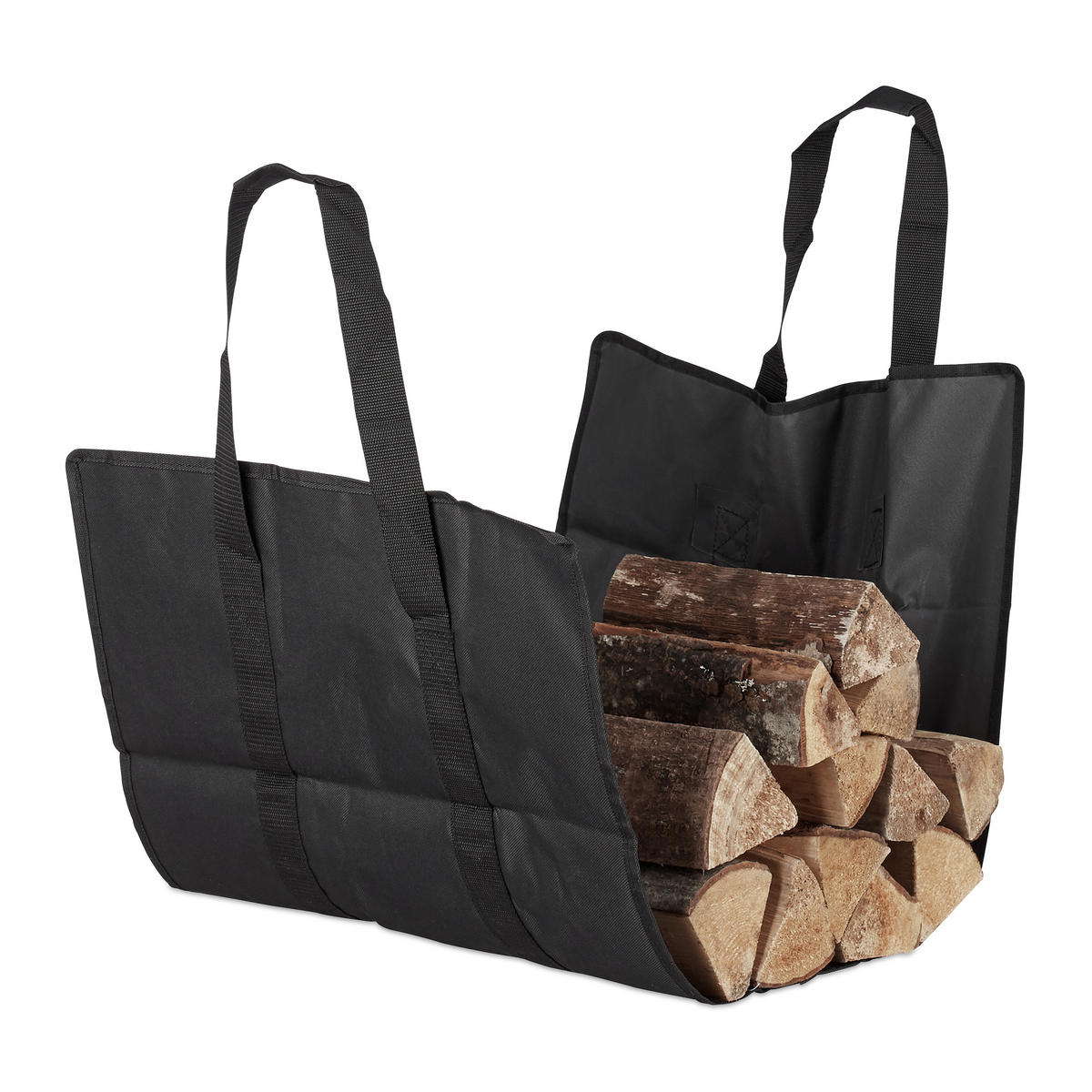KAMINHOLZTASCHE - Schwarz, Textil (49/46/22cm) - Relaxdays
