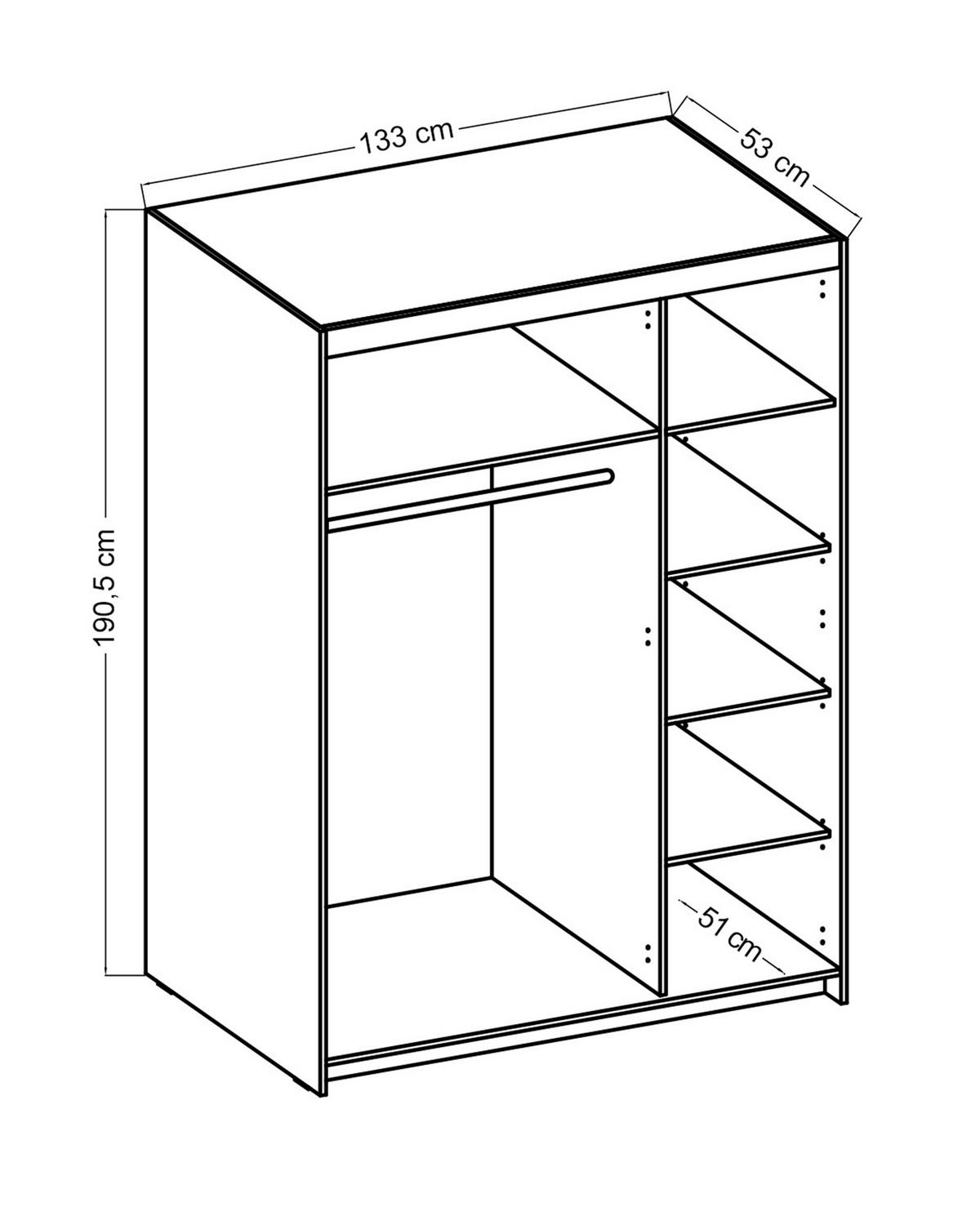 KLEIDERSCHRANK Storicos Sonoma Eiche 133/190,5/53 cm - Modern 3-türig - Beige, Holzwerkstoff/Kunststoff (133/190.5/53cm) - AX Living