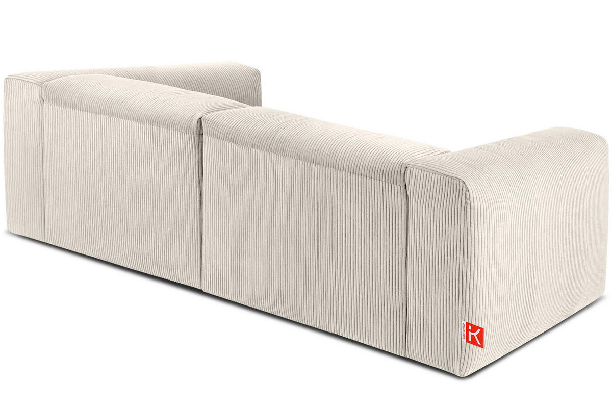 2,5-SITZER-MODULSOFA BUFFO mit extrem weicher und bequemer Sitzfläche, Kordstoff, cremefarben - Creme, Textil (250/73/96cm) - KONSIMO®