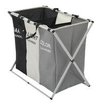 WÄSCHEKORB 3-Fächer faltbar Aluminiumrahmen 66×38×58cm - Weiß, Kunststoff (66/58/38cm) - Livingandhome