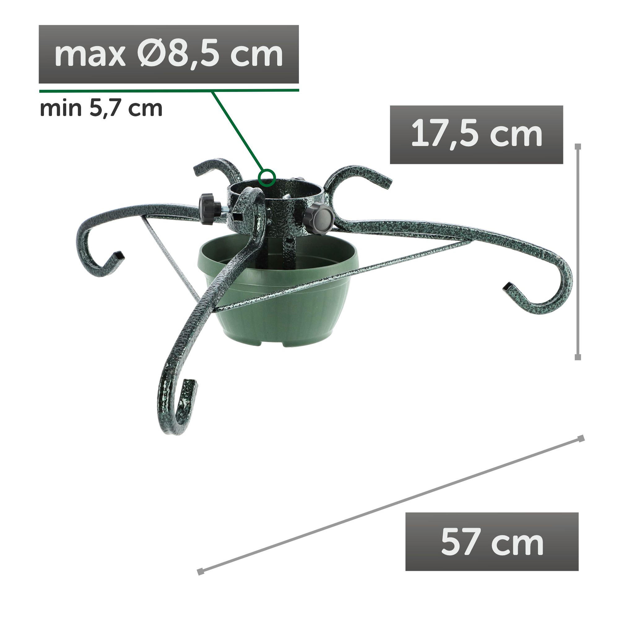 KADAX Weihnachtsbaumständer 2 m Weihnachtsbaumständer aus Metall mit Schale - Grün, Kunststoff/Metall (17.5cm) - KADAX