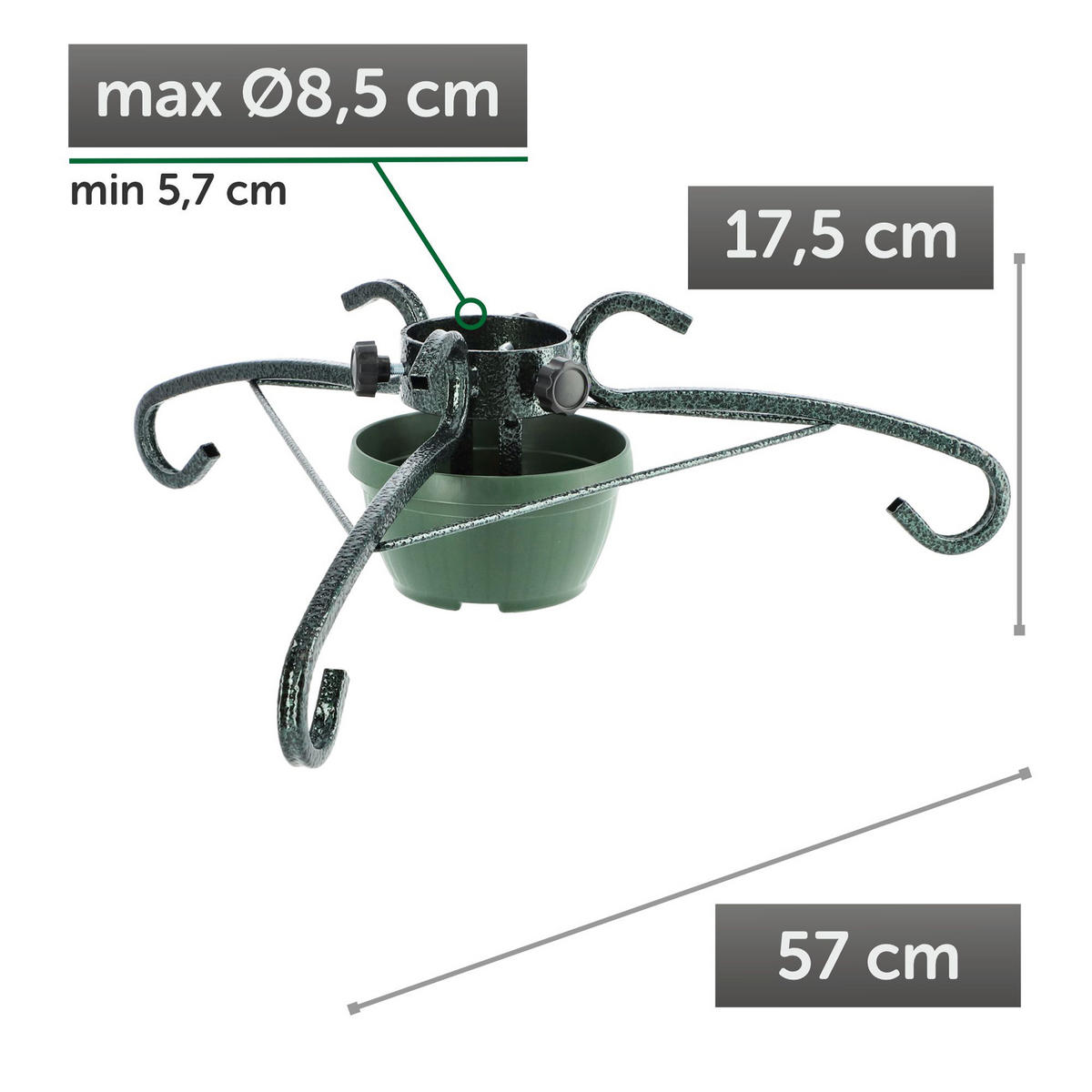 KADAX Weihnachtsbaumständer 2 m Weihnachtsbaumständer aus Metall mit Schale - Grün, Kunststoff/Metall (17.5cm) - KADAX