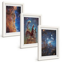 BILDER SET 3er Set - 20x30 cm Weißer Rahmen - Weltraumlandschaften von Galaxien - Weiß, Kunststoff (20/30cm) - TULUP