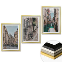 WANDBILDER 3er Set - 40x60 cm Goldrahmen - Venedigs Wasserstraßen - Goldfarben, Kunststoff (40/60cm) - ArtPrintCave