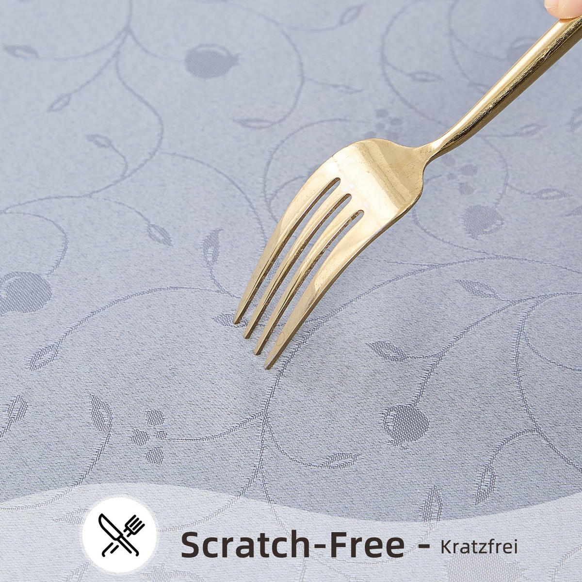 TISCHDECKE Abwaschbar Ornamente Rechteckig 140 x 240 cm Tischtuch Tafeldecke Kratzfest aus Polyester, Hellgrau - Hellgrau, Textil (140/240cm)