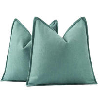 KISSENBEZUG 2er Set Chenille Aqua 65 x 65 cm - Türkis, Textil (65/65cm)