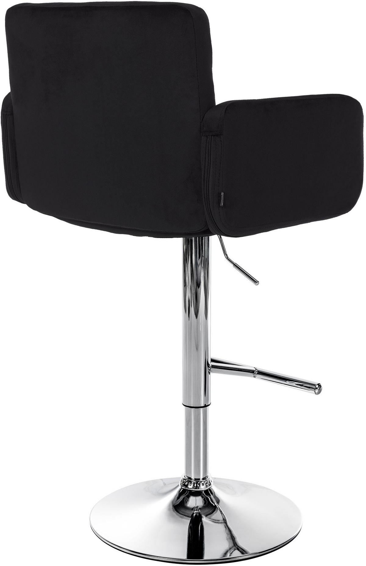 BARHOCKER Samt Schwarz - Chromfarben/Schwarz, Textil/Metall (60/93/56cm) - CLP