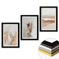 WANDBILDER 3er-Set - 20x30 cm Schwarzer Rahmen - Rustikale Boho-Blumenmotive - Schwarz, Kunststoff (20/30cm) - ArtPrintCave