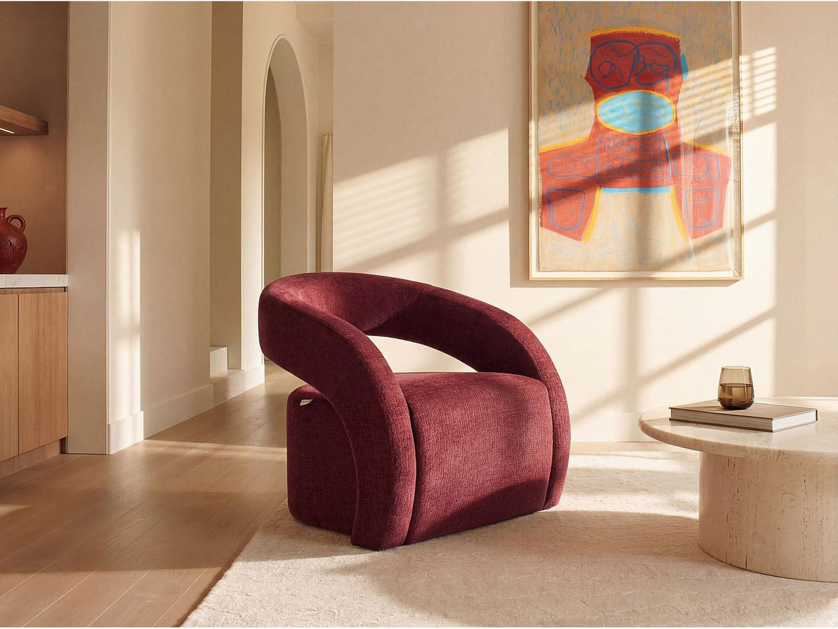 SESSEL mit gerader Rückenlehne - 1 -Sitzer - Polyester - bordeaux - LUCIOTA - Bordeaux, Textil (73.5/73.5/75cm) - Vente-Unique