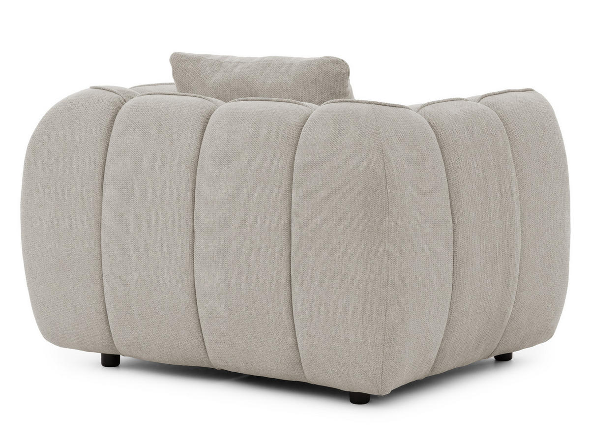 SITZGARNITUR 3+1 Nubira in tief gesteppter Bubble-Optik aus weichem Taupe Strukturstoff im modernen Design - Taupe/Schwarz, Holz/Kunststoff (228/69/89cm) - S-Style Möbel