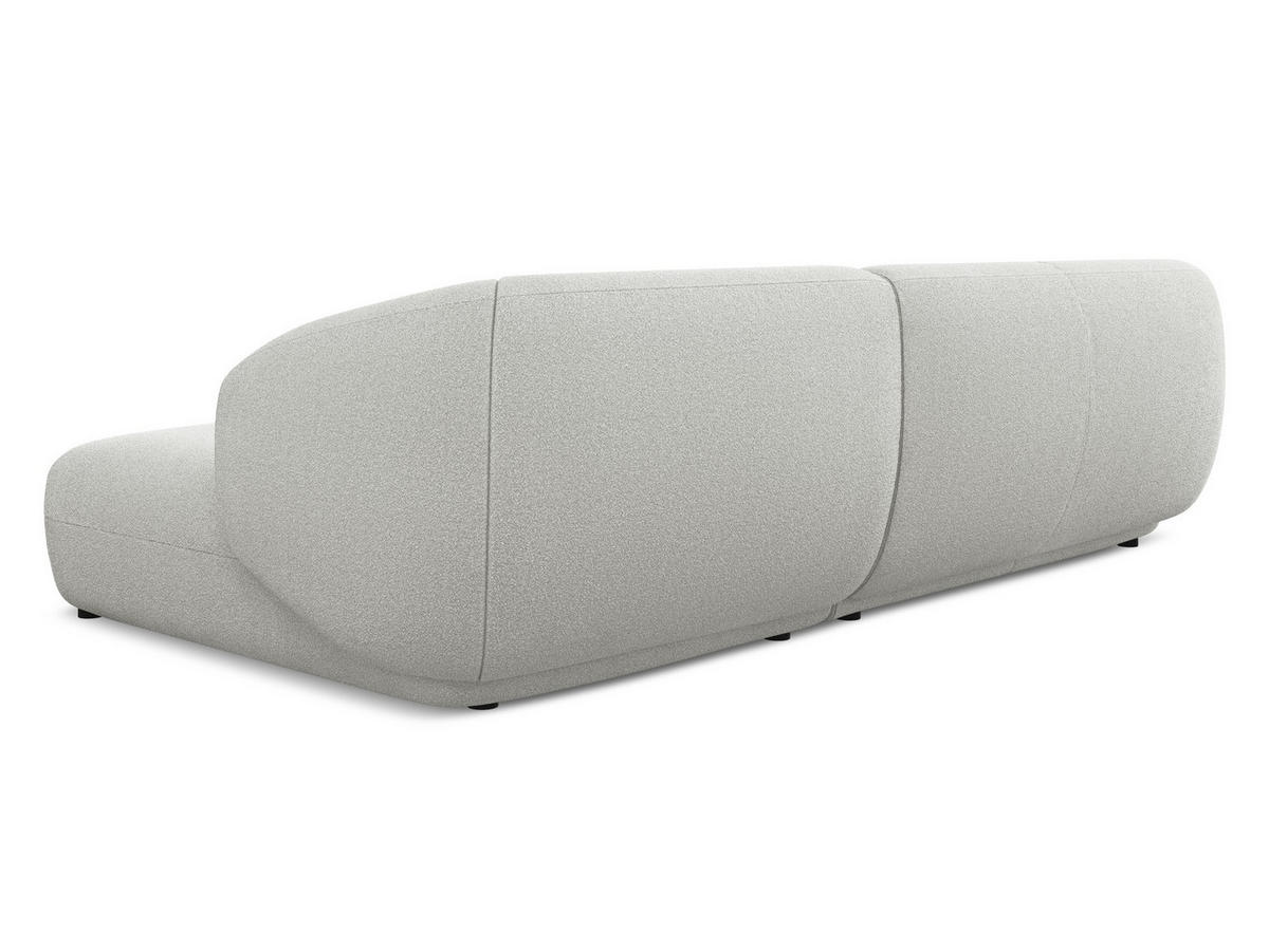 ECKSOFA Rechts Bouclé Stoff Grau - Hellgrau/Schwarz, Kunststoff/Textil (280/156cm) - Makamii
