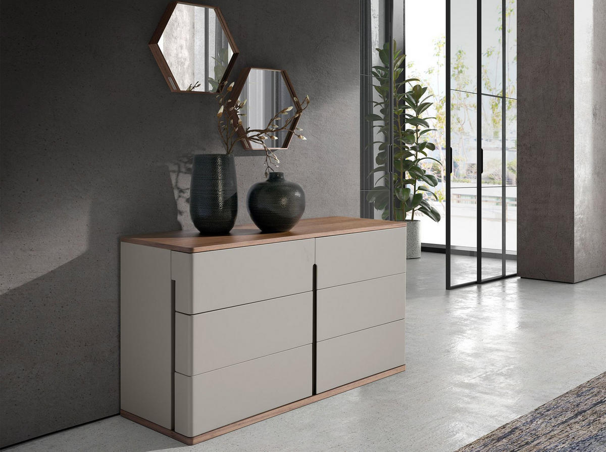 KOMMODE Kommode aus grauem Holz und Nussbaum 135/48/76 cm - Walnussfarben/Grau, Holz (135/76/48cm) - ANGEL CERDA