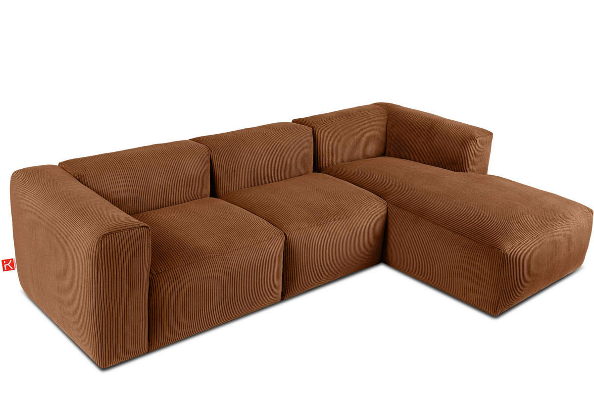 ECKMODULSOFA-RECHTS BUFFO mit extrem weicher und bequemer Sitzfläche, Kordstoff, ore - Orange, Textil (297/180cm) - KONSIMO®