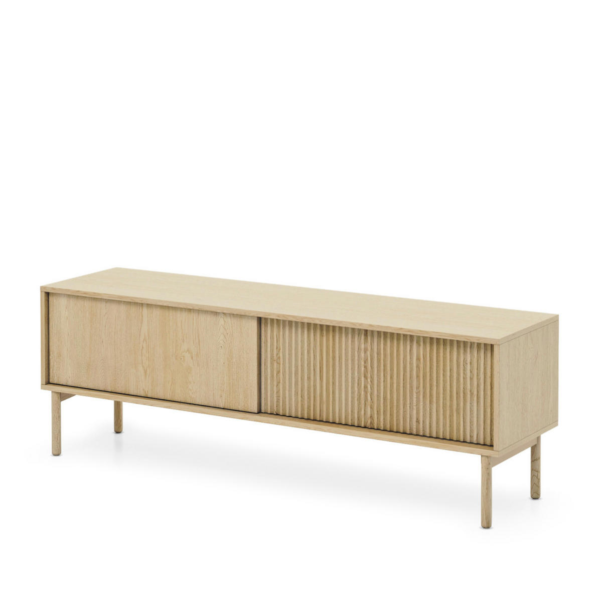 TV-ELEMENT TAU RTV1 Reliefierte Fronten aus MDF-Platte Eiche Cremona Eiche Cremona - Eichefarben/Eiche Wotan, Glas/Holz (154/52/40cm) - Komodee