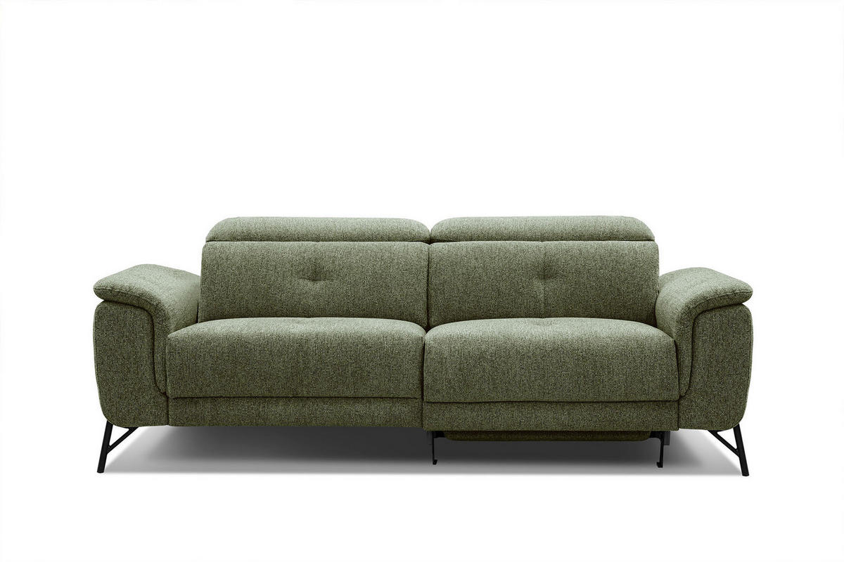 SOFA AVENA 3-Sitzer mit 1 Relaxfunktion, olivgrün - Olivgrün, Holzwerkstoff/Textil (204/80/108cm) - Courtois Laville