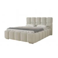 POLSTERBETT LUNA mit Kopfteil, 200 x 200 cm, Doppelbett mit Bettkasten und Lattenrost aus Metall, Boucle Stoff: Beige - Beige, Holz/Textil (200/200cm) - Agmat-Furniture