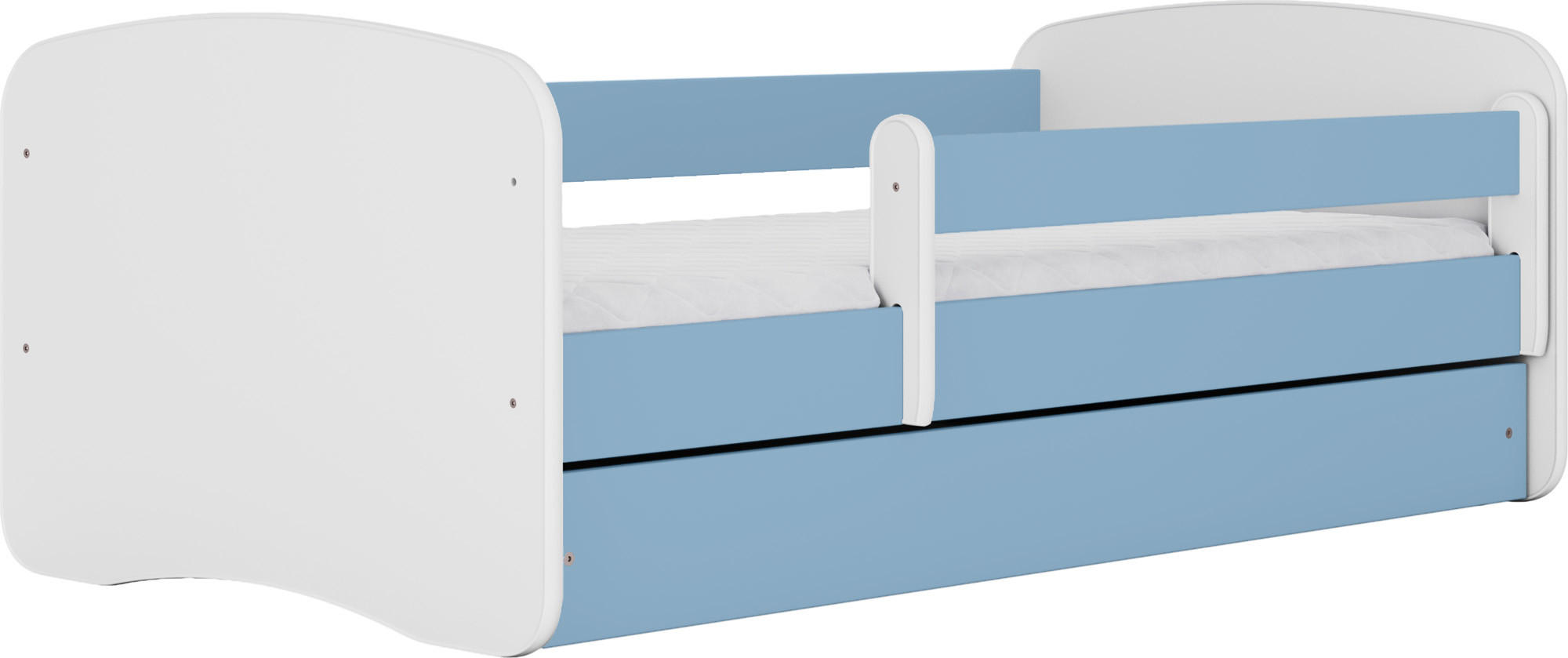 KINDERBETT Emily mit Schublade und Matratze, Blau 80x180 cm - Blau/Weiß, Holzwerkstoff (180/80cm) - WFL GROUP