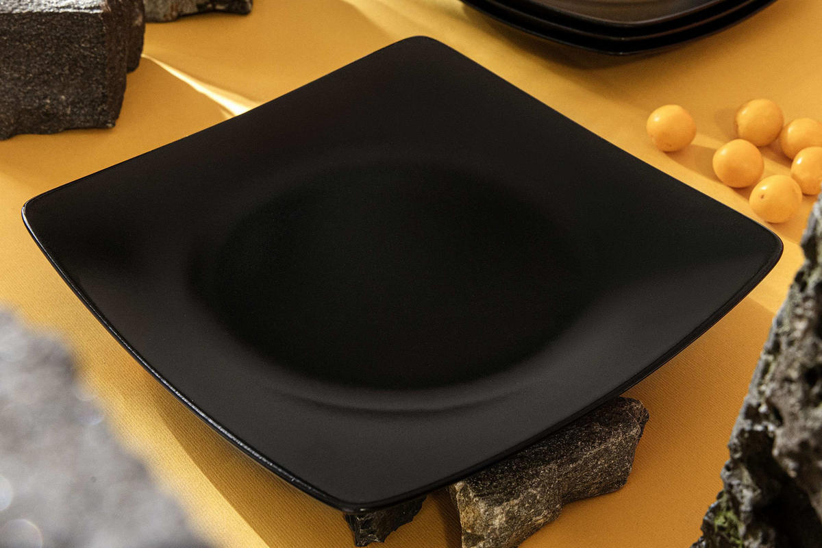 TELLERSET EPIRI Speiseteller 6 Personen 6-tlg - Schwarz, Keramik (25cm) - KONSIMO®
