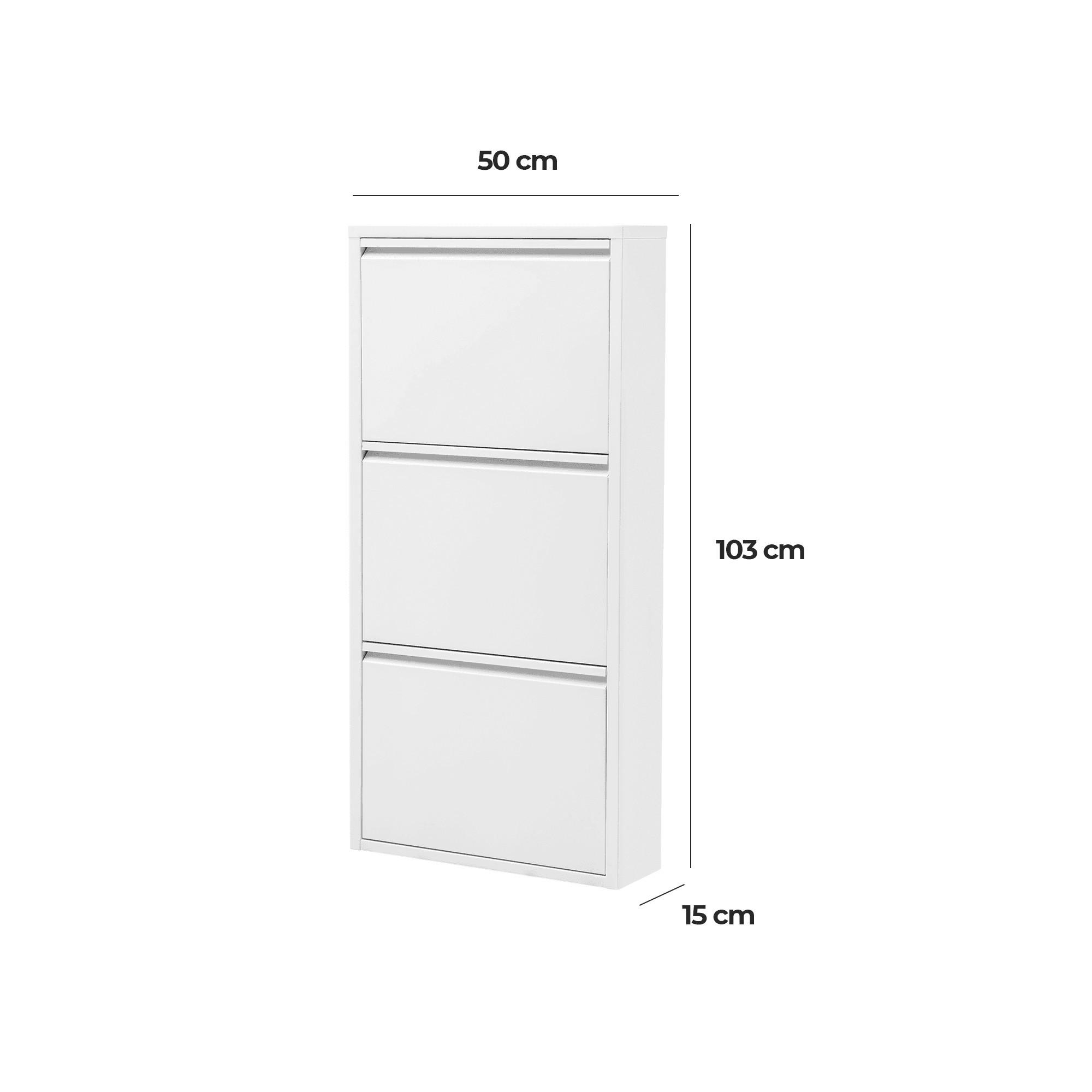 SCHUHSCHRANK schmal Metall mit Magnet 3 Klappen Weiß - Weiß, Metall (50/103/15cm) - Gowoll