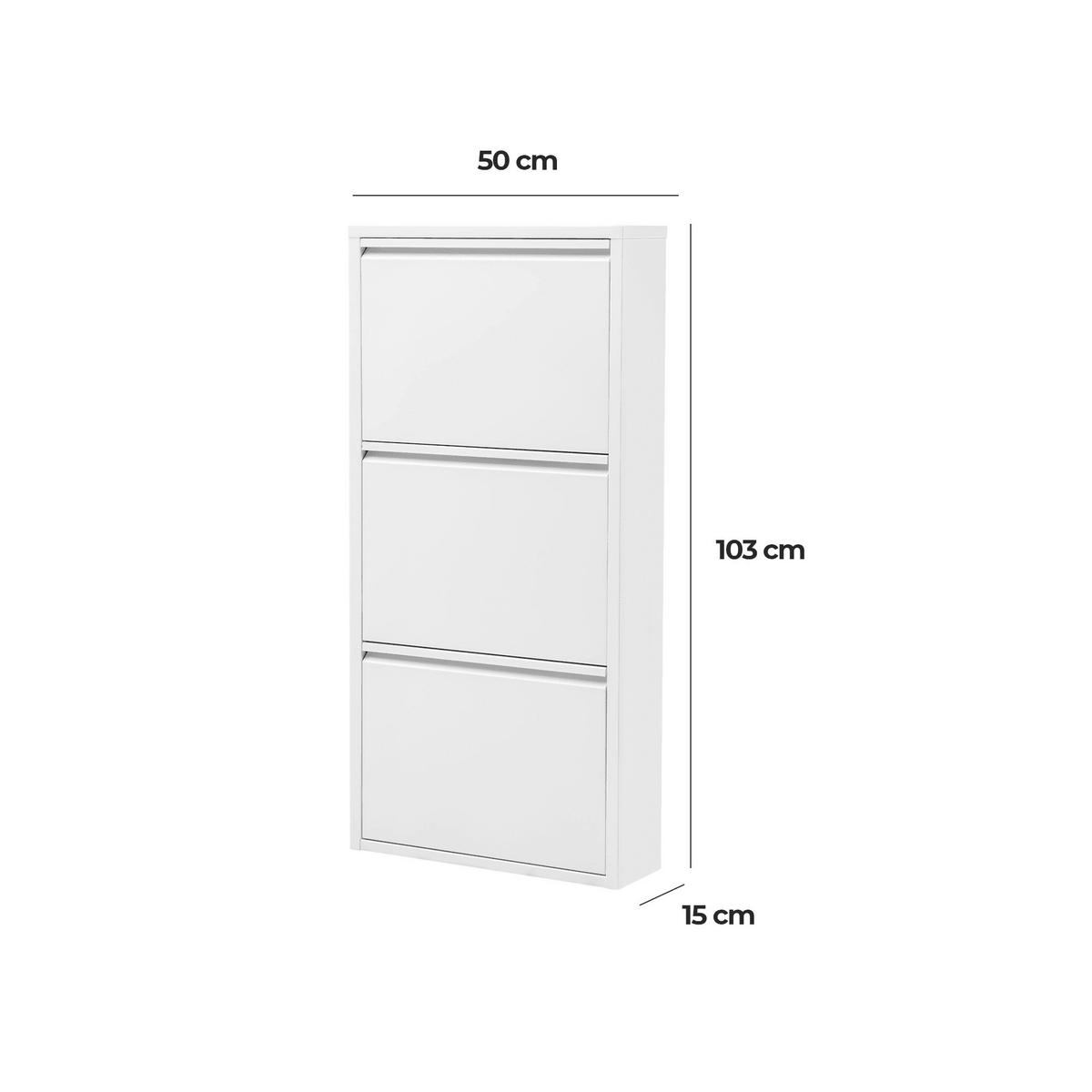 SCHUHSCHRANK schmal Metall mit Magnet 3 Klappen Weiß - Weiß, Metall (50/103/15cm) - Gowoll