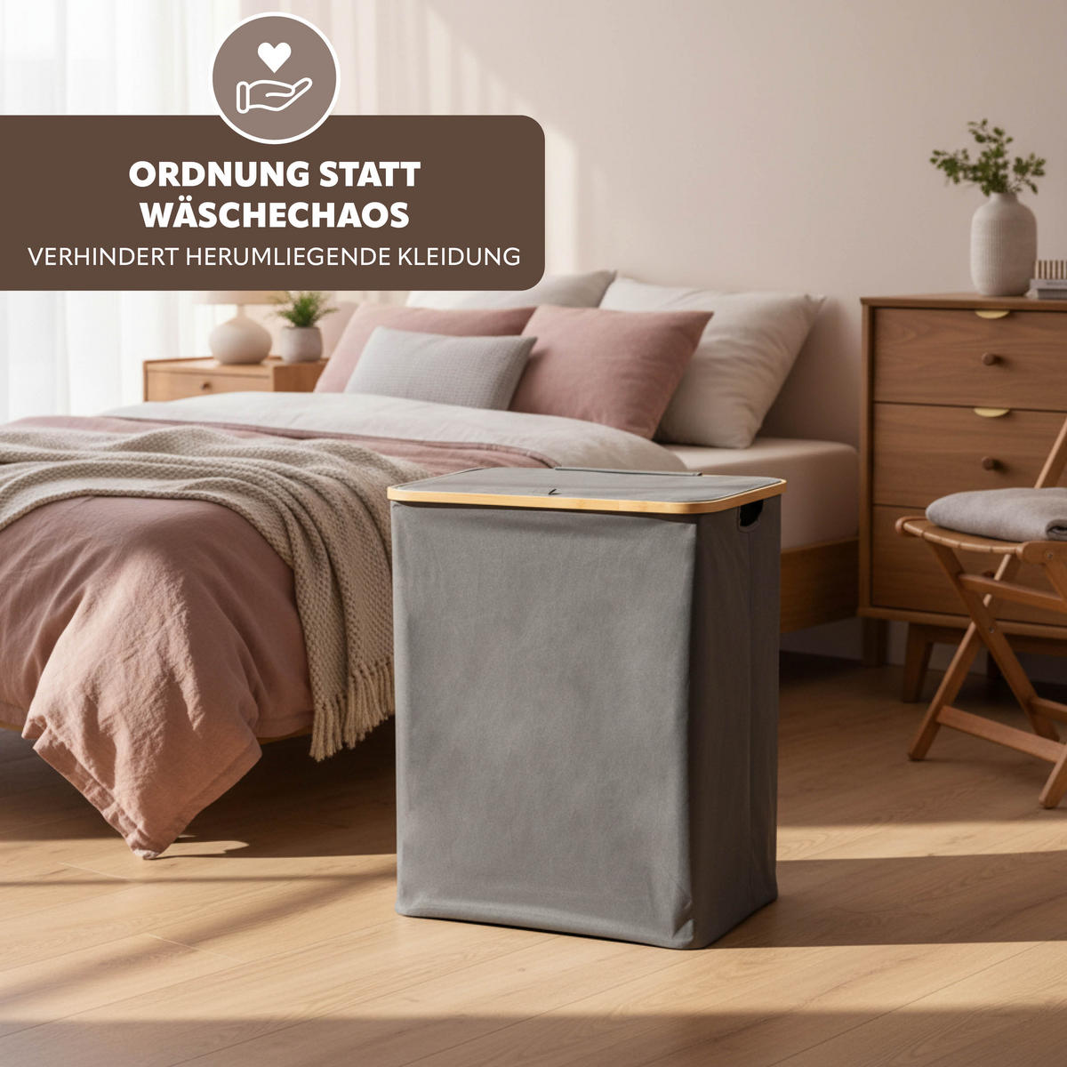 WÄSCHESAMMLER 145 Liter, grau - Grau, Textil (57.5/68/37.5cm) - bremermann