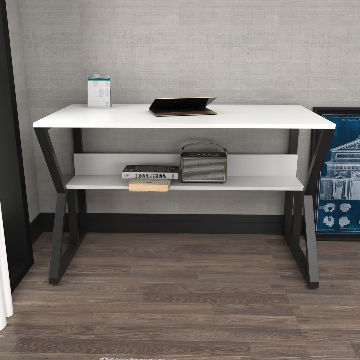 COMPUTERTISCH Wake - Schwarz/Weiß, Holzwerkstoff (120/60/72.8cm) - Decorotika