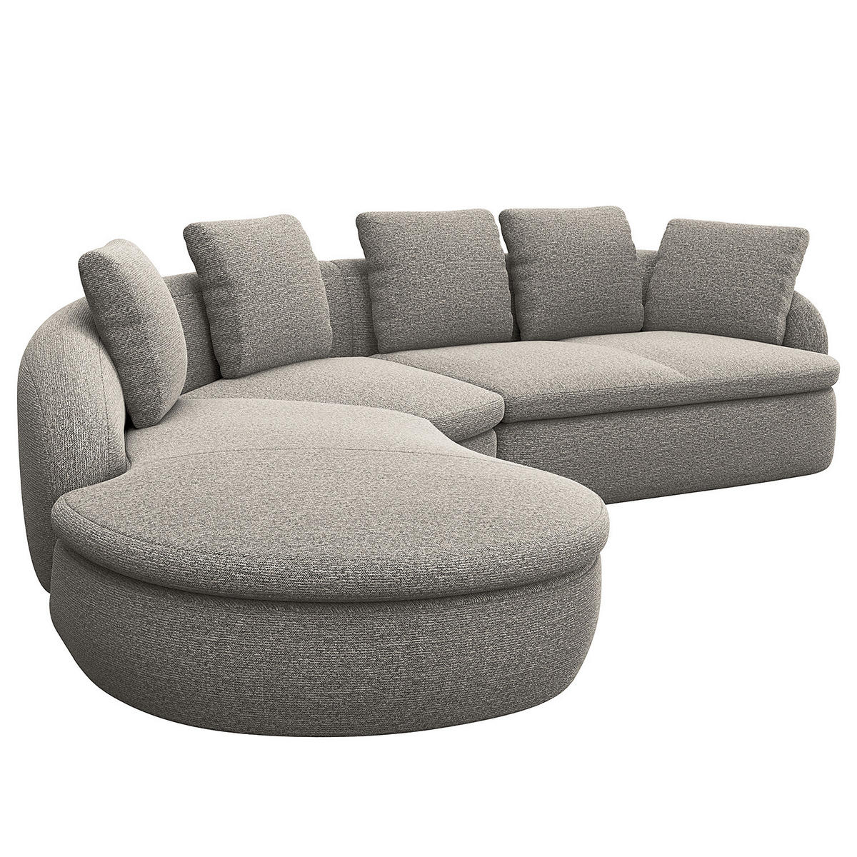 ECKSOFA mit Rundecke - Schwarz/Grau, Kunststoff/Textil (340/225cm) - home24