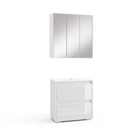 BADMÖBEL-SET Majest Weiß 2 Teile - Weiß Hochglanz/Weiß, Holzwerkstoff (60/62/30cm) - Vicco