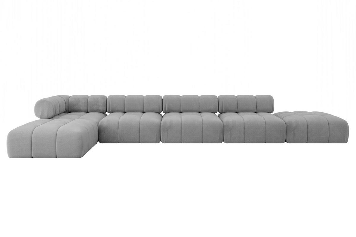 ECKSOFA modulares Sofa Kerru-L3 - 475x190x70 cm Hellgrau Velours - Hellgrau, Holzwerkstoff/Textil (475/190cm) - ALTDECOR