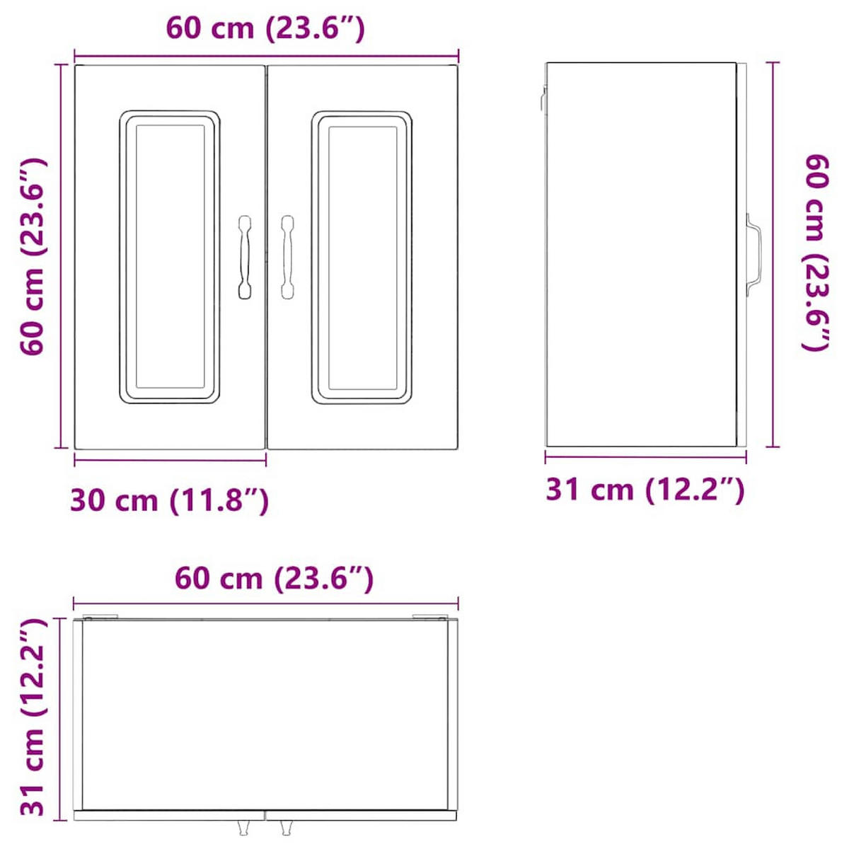KÜCHEN-HÄNGESCHRANK Kalmar Weiss Holzwerkstoff - Weiß, Holzwerkstoff (31/60/60cm) - vidaXL