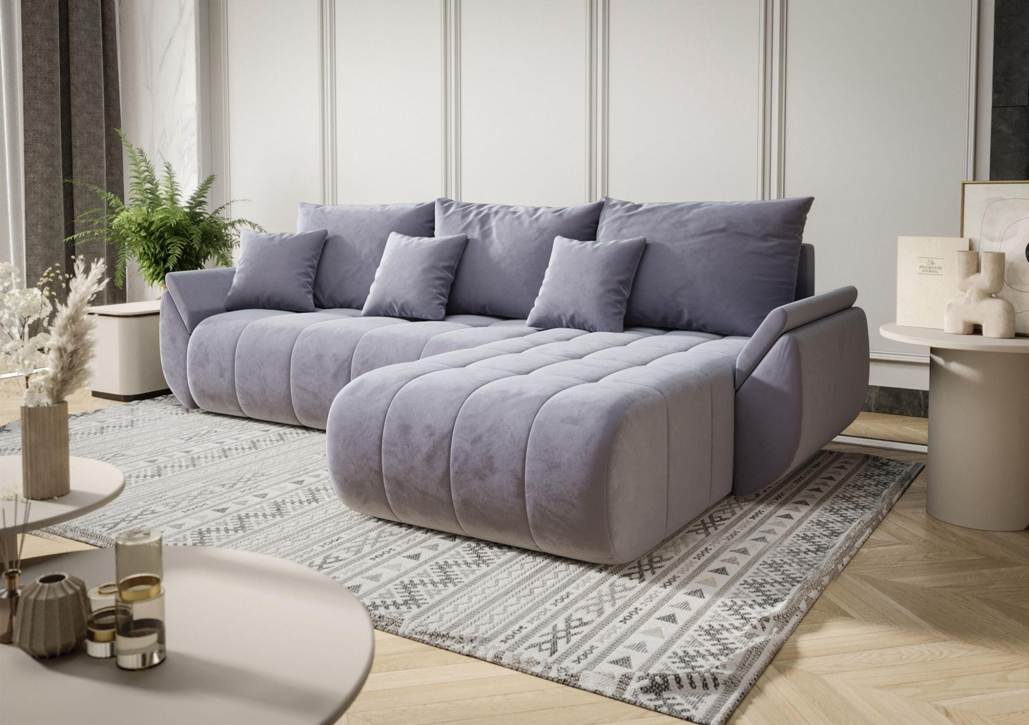 ECKSOFA Akita - Hellblau, Holzwerkstoff/Textil (280/185cm) - Fun Möbel