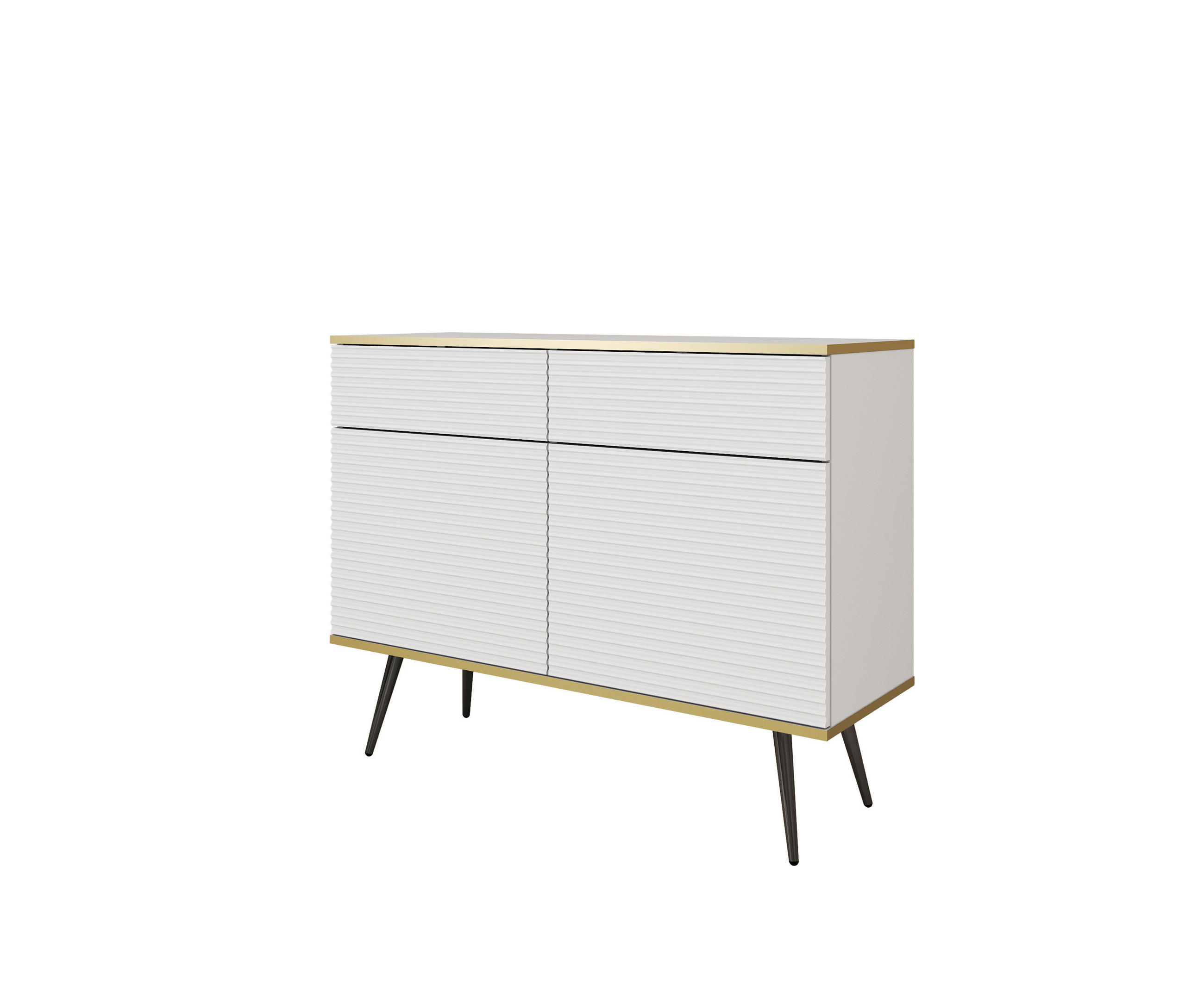SIDEBOARD: weiß mit schwarzen Beinen, 107 x 85 x 39 - Weiß, Holzwerkstoff (107/85/39cm) - 3XE LIVING