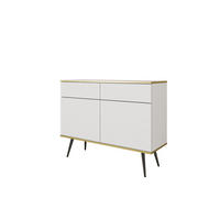 SIDEBOARD: weiß mit schwarzen Beinen, 107 x 85 x 39 - Weiß, Holzwerkstoff (107/85/39cm) - 3XE LIVING