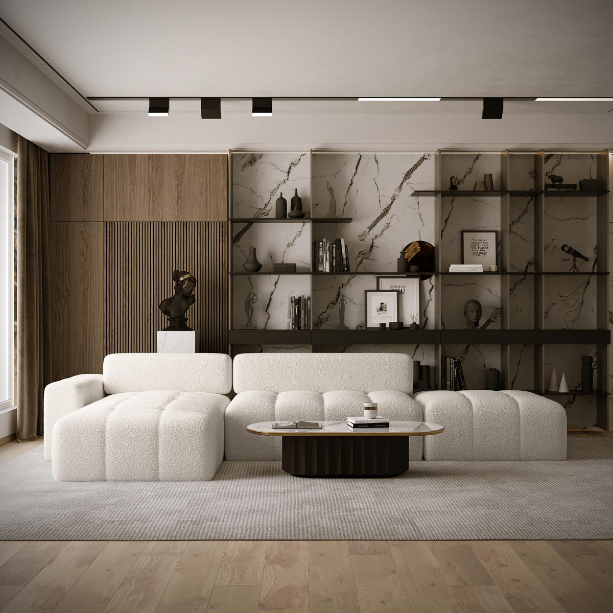 ECKSOFA RIFU LA mit Schlaffunktion, Weiß - Weiß, Textil (363/185cm) - Fedve